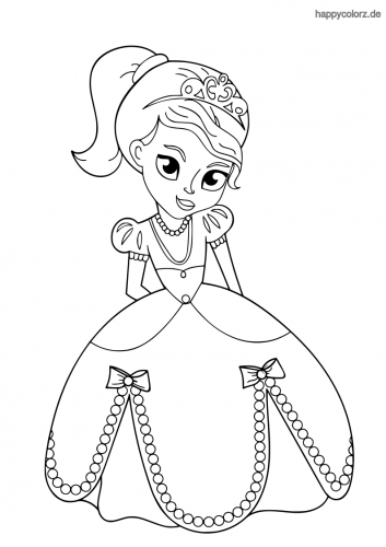 Prinzessin mit Puffärmelkleid und Schleifen Malvorlage