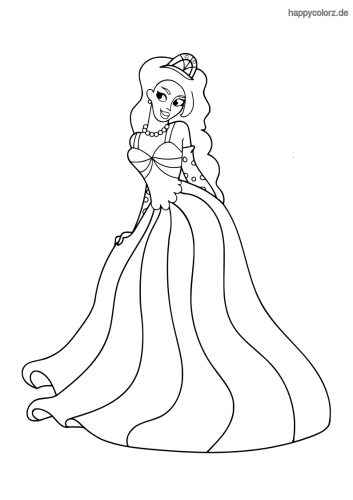 Prinzessin mit Trägerkleid Ausmalbild