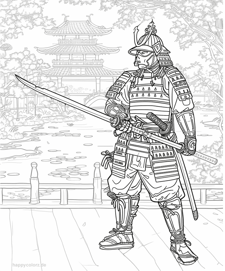 Ritter aus Japan (Samurai) Malvorlage