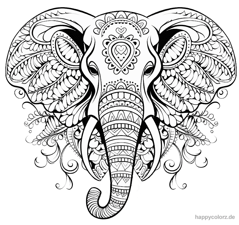 Elefant Kopf Mandala zum ausdrucken
