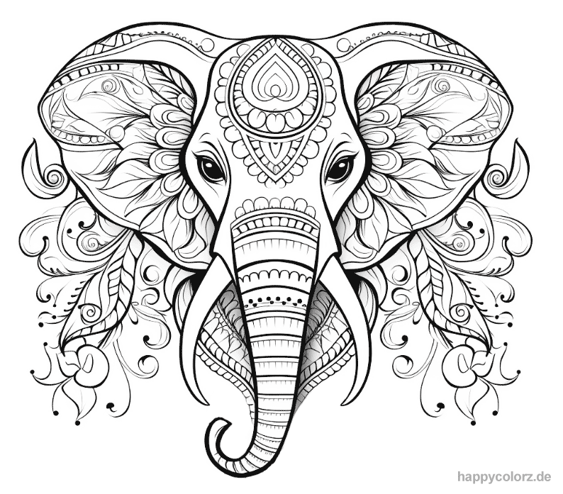 Mandala Elefant Einfach Ausmalbild