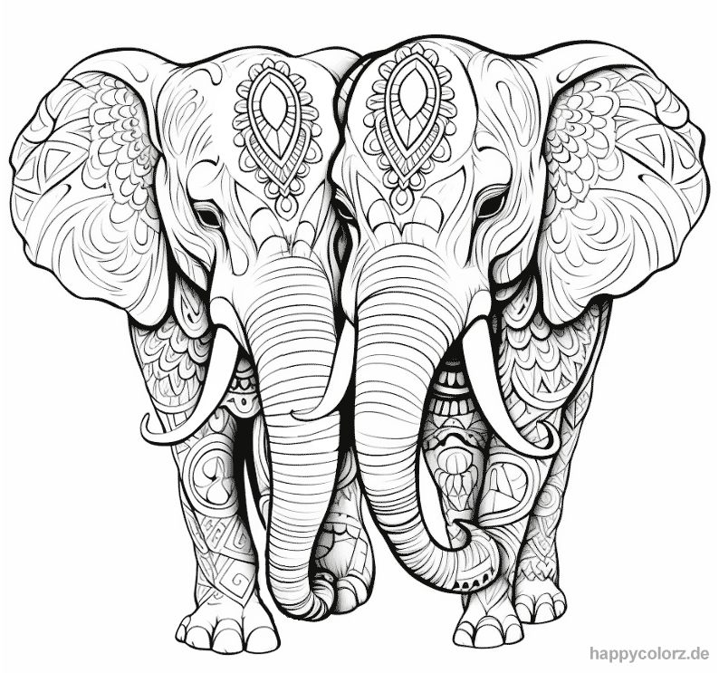 Mandala Elefanten Paar zum ausdrucken