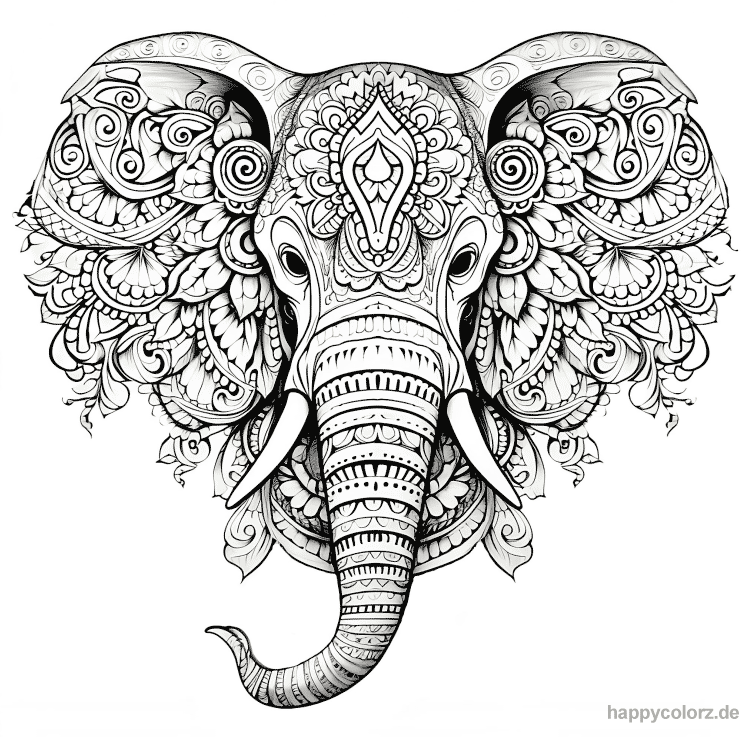 Mandalas Elefantenkopf Ausmalbild