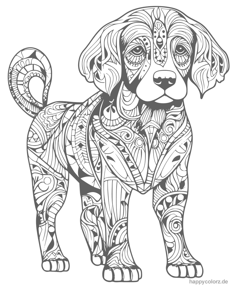 Mandala Hund Beagle Ausmalbild