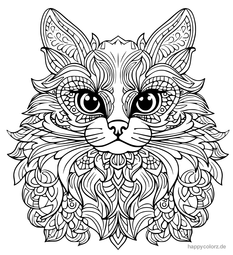Mandala Katzenkopf zum ausdrucken