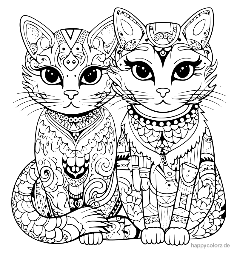 Mandala Katzen Paar kostenlos als pdf