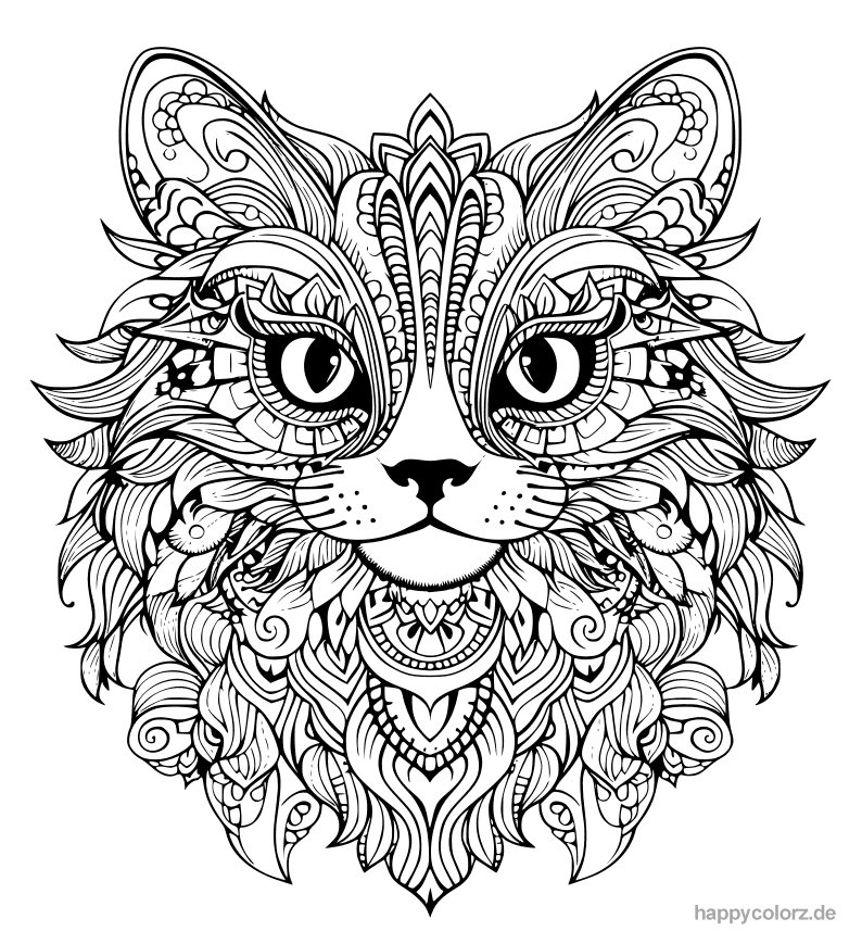 Zentangle Katze zum ausdrucken