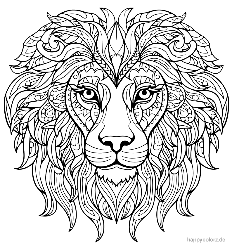 Mandala Löwe - einfaches Ausmalbild