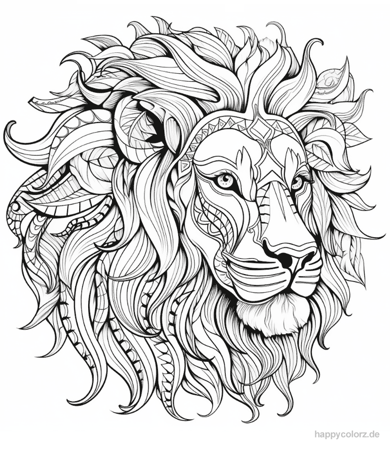 Mandala Löwe im Profil Vorlage