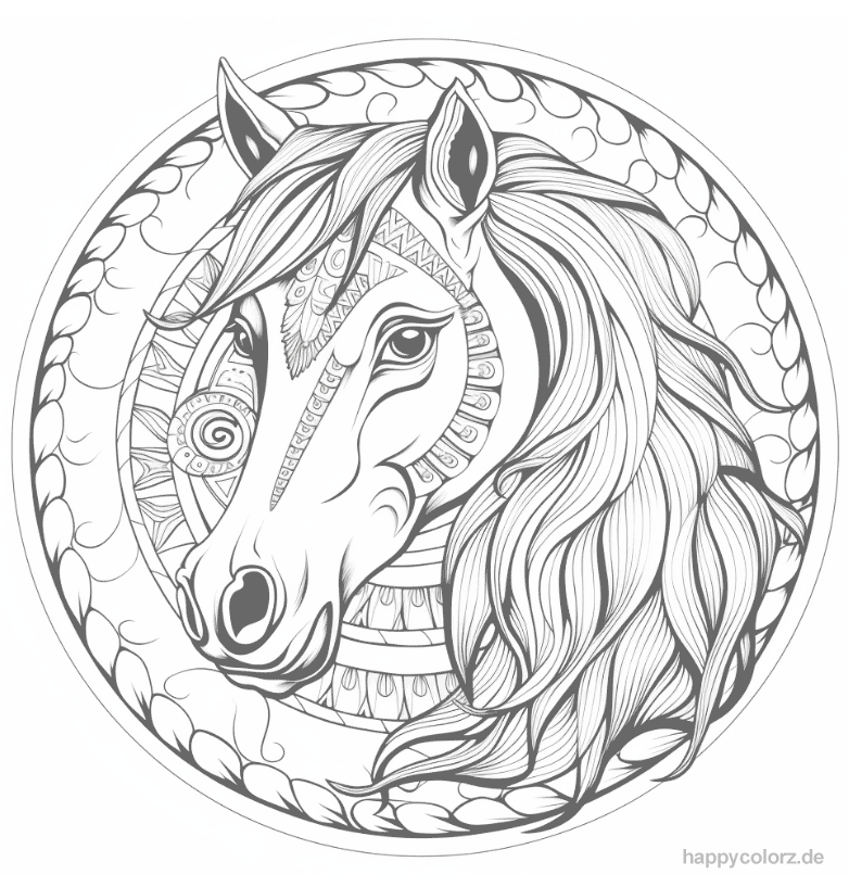 Mandala Pferdekopf im Kreis