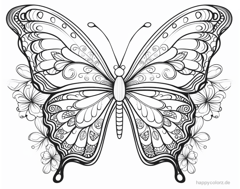 Schmetterling Mandala Ausmalbild kostenlos