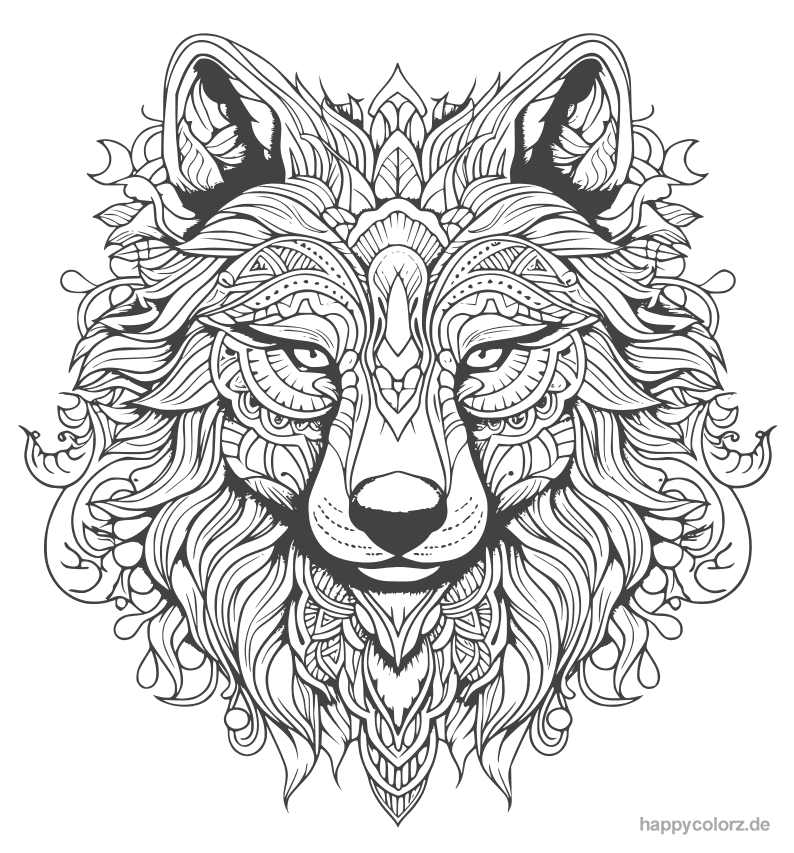 Mandala Wolf Kopf kostenlos als pdf