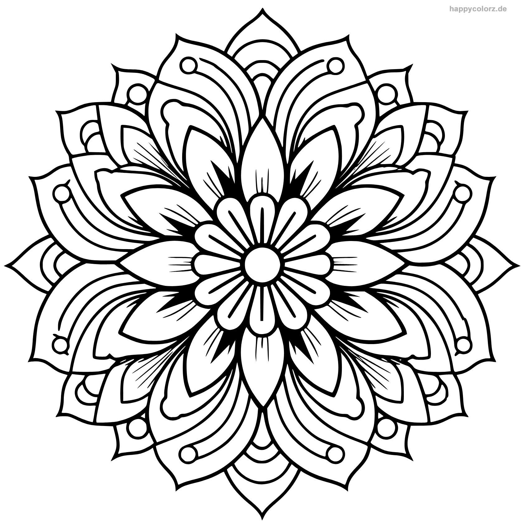 Mandala Blume als Vorlage zum Ausdrucken
