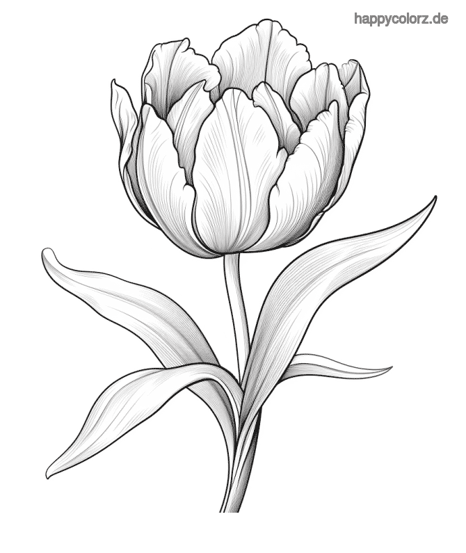 Aufblühende Tulpe Malvorlage