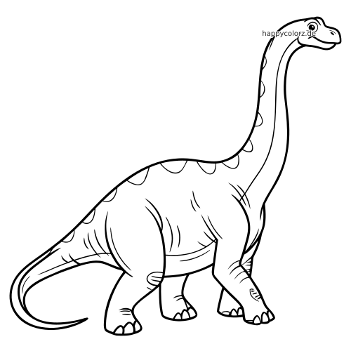 Ein Diplodocus läuft nach vorn mit erhobenem Vorderbein, langem Hals, langem Schwanz und runden Flecken entlang des Rückens.