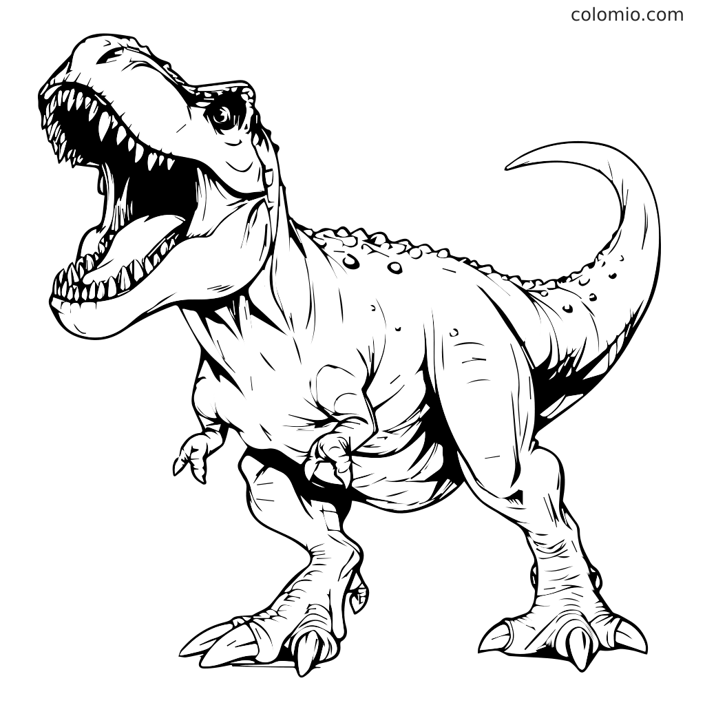 Malvorlage Baby Tyrannosaurus Rex für Kinder Eine detaillierte Umrisszeichnung eines Baby Tyrannosaurus Rex Dinosauriers zum Ausmalen.