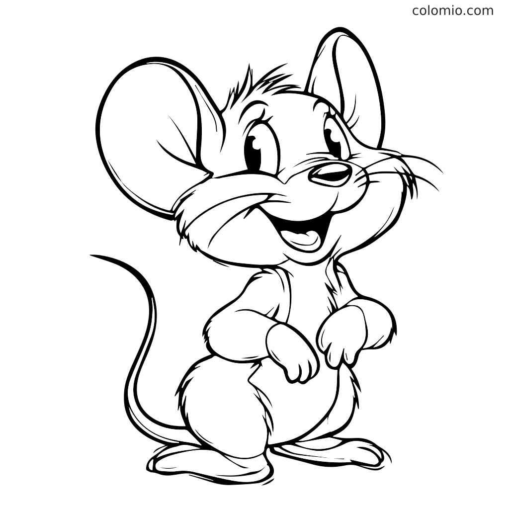 Niedliche Cartoon-Maus Malvorlage für Kinder Eine fröhliche Cartoon-Maus mit großen Ohren und einem glücklichen Gesichtsausdruck, bereit zum Ausmalen.