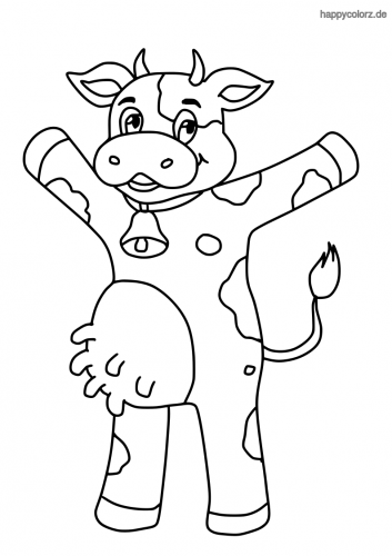 Stehende Kuh mit Glocke Ausmalbild