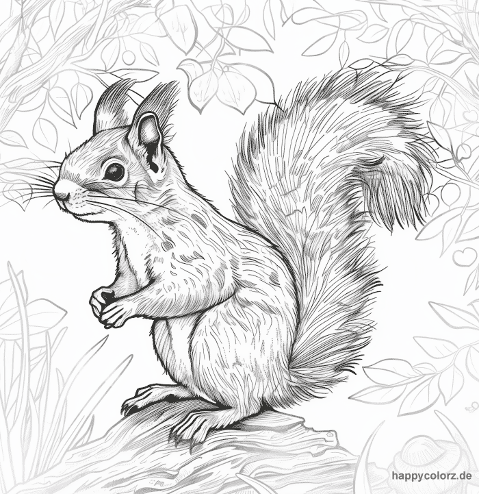 Rotes Eichhörnchen im Herbstwald Vorlage zum Ausdrucken