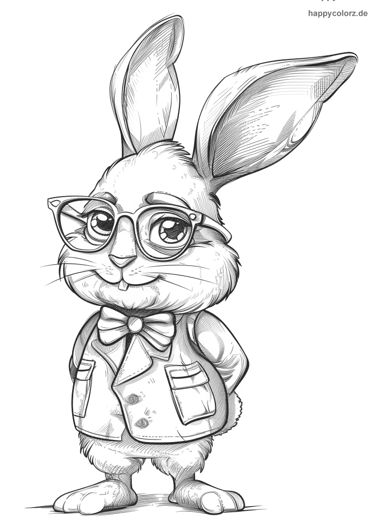 Ausmalbild Cartoon-Kaninchen