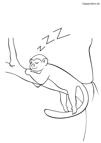 Schlafender Affe Ausmalbild