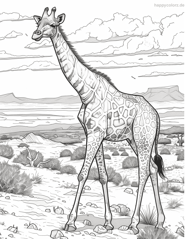 Giraffe in der Steppe Ausmalbild
