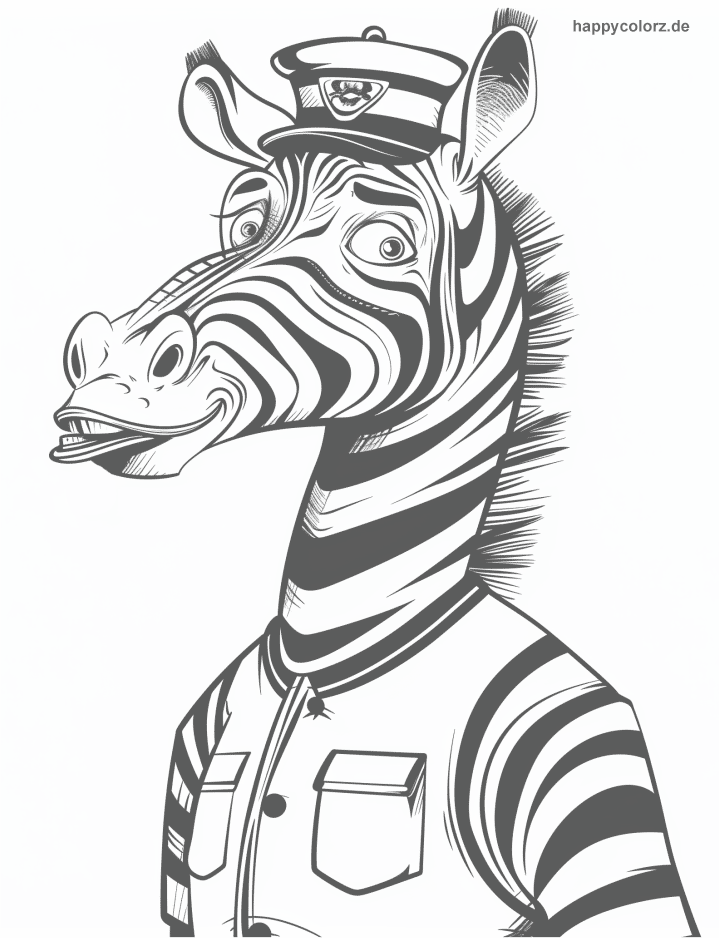 Cartoon Zebra mit Hut Malvorlage