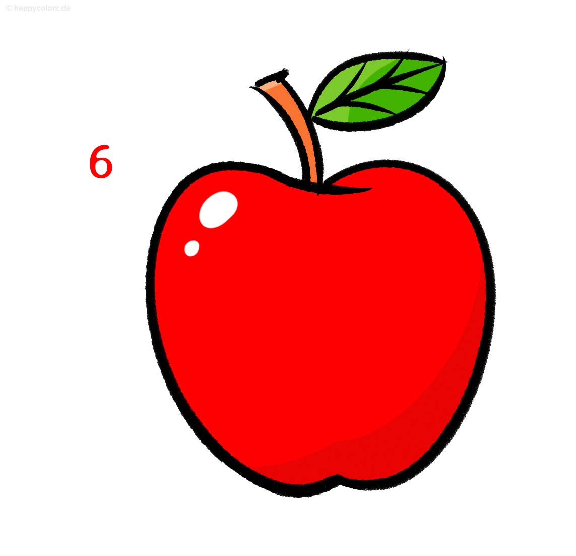 Apfel zeichnen - Schritt für Schritt
