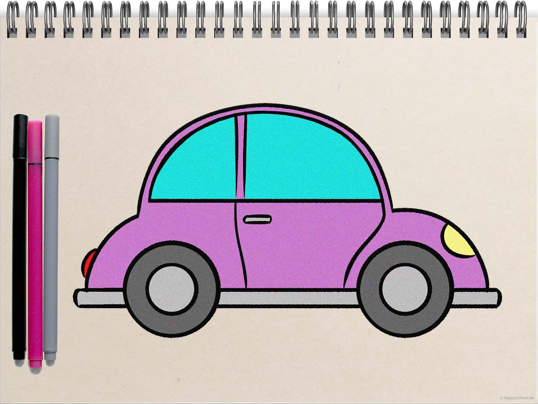 Einfaches Auto zeichnen - Schritt-für-Schritt Anleitung mit Vorlagen