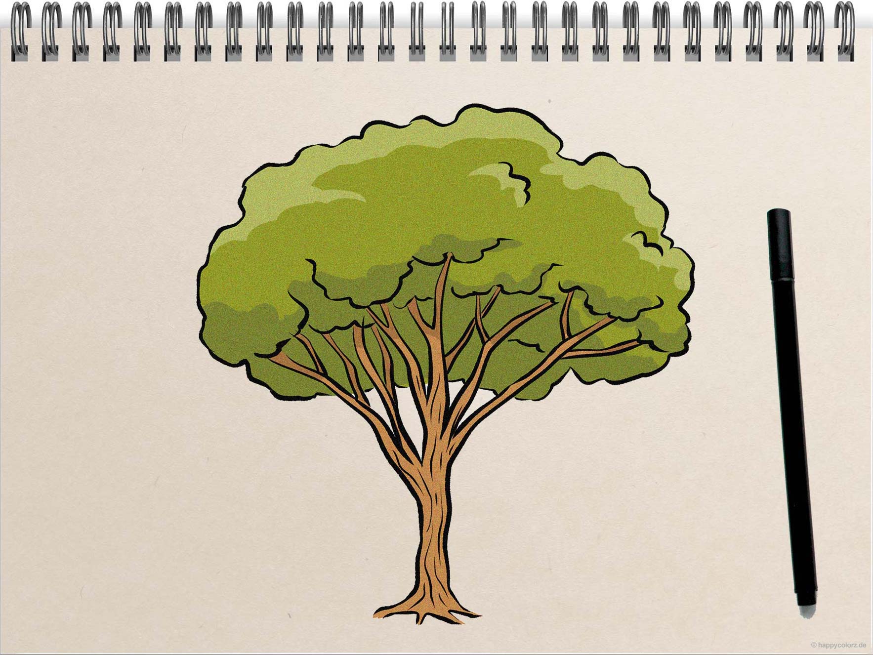 Baum zeichnen - Schritt-für-Schritt Anleitung mit Vorlagen