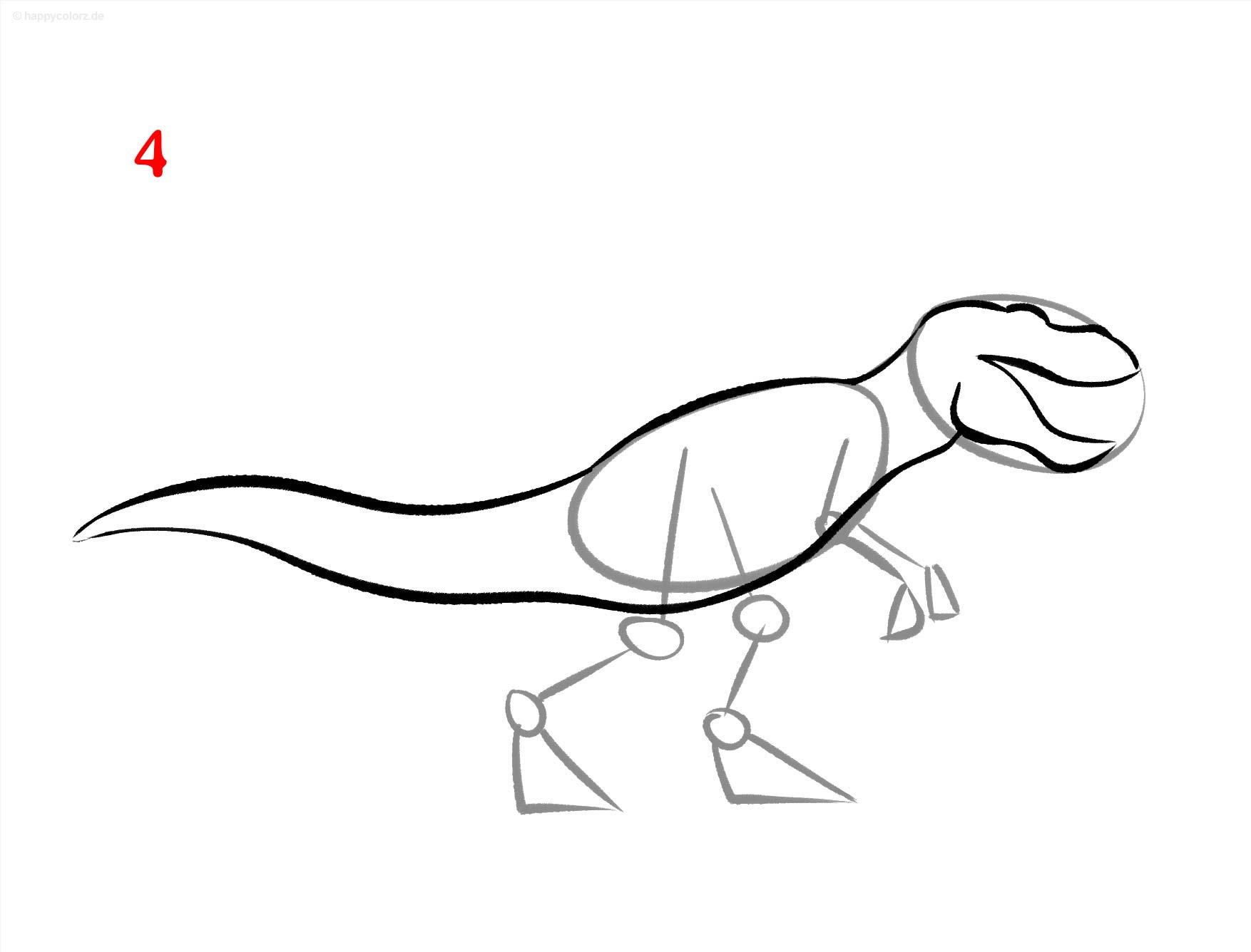 Dino Zeichnung - Schritt für Schritt