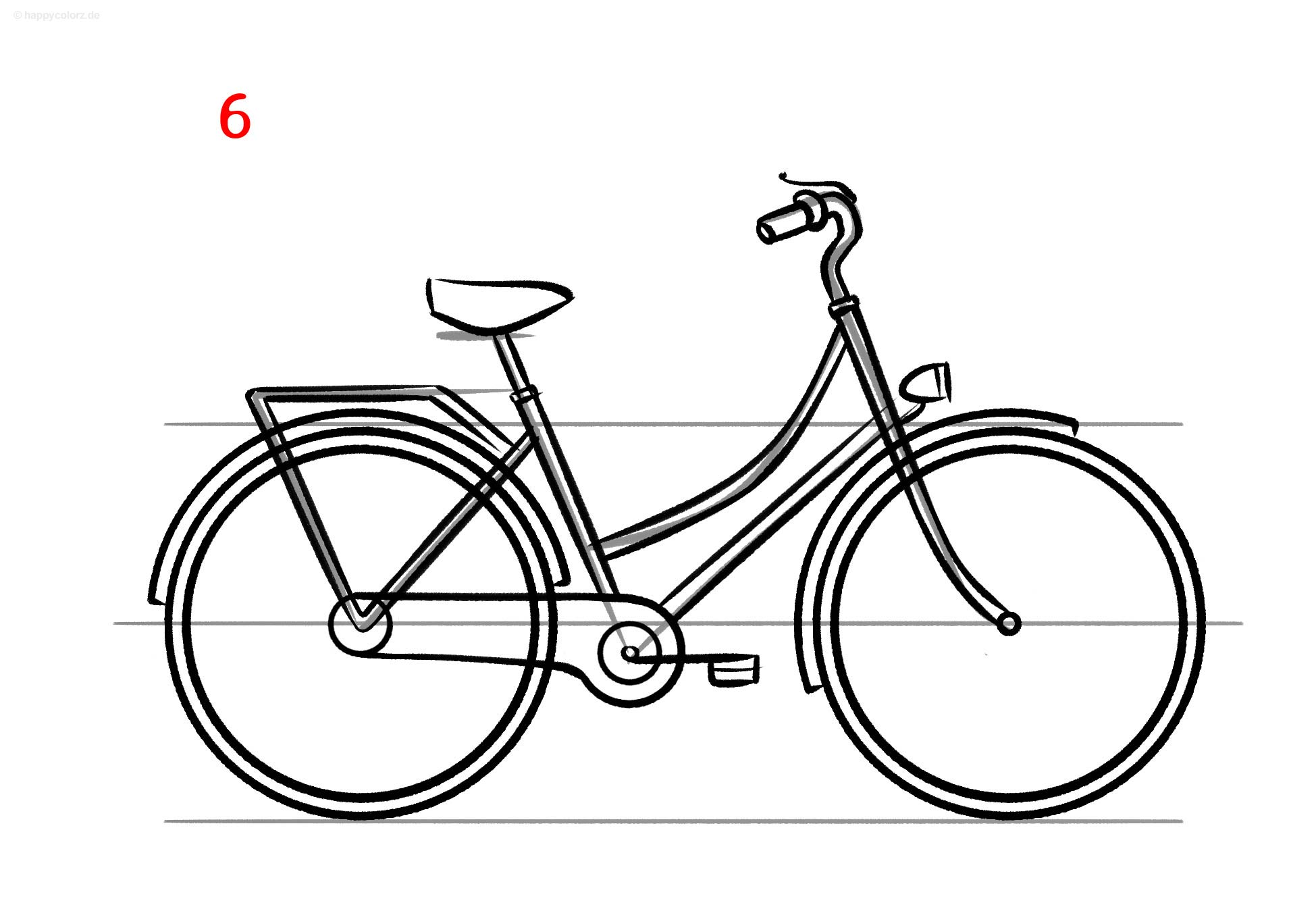 Fahrrad zeichnen - Schritt für Schritt
