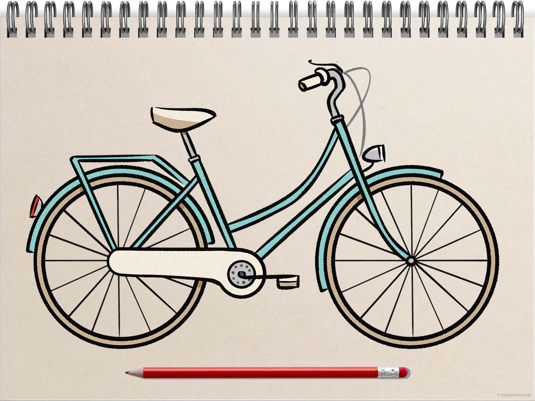 Fahrrad zeichnen - Schritt-für-Schritt Anleitung mit Vorlagen