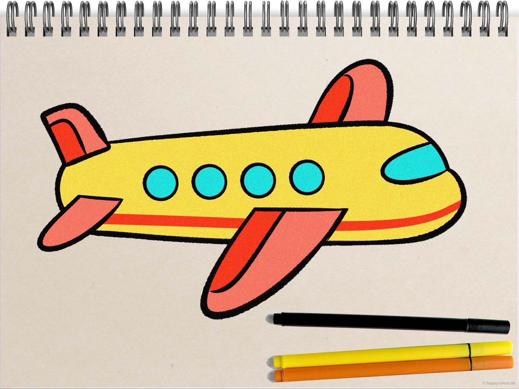 Flugzeug malen (einfach)- Schritt-für-Schritt Anleitung mit Vorlagen