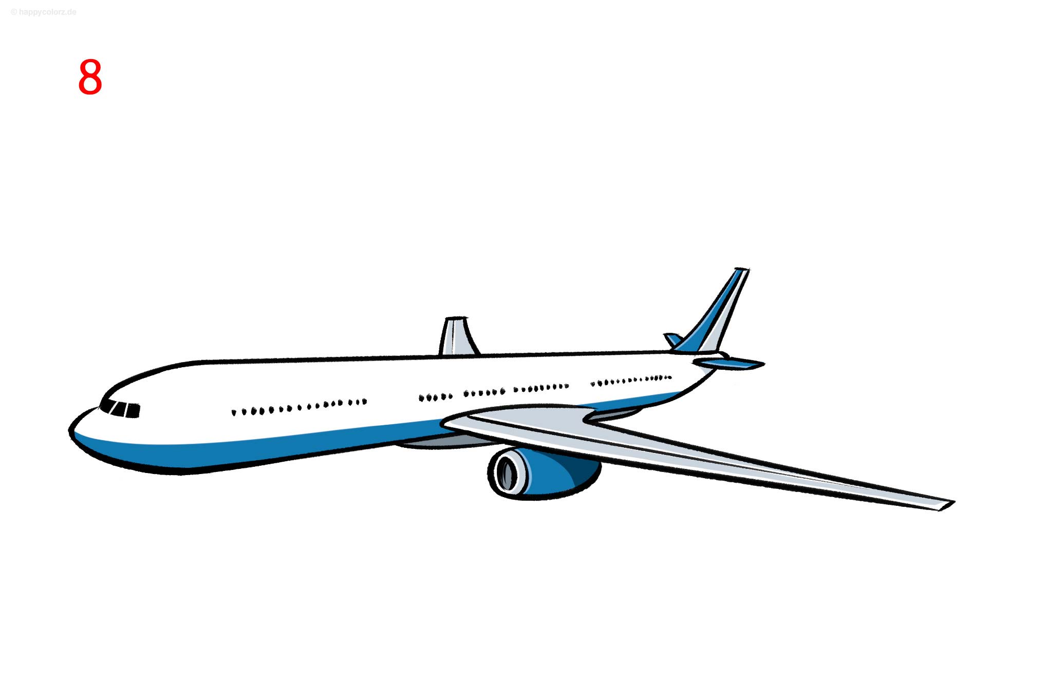 Flugzeug malen - Schritt-für-Schritt Anleitung mit Vorlagen » Flugzeug