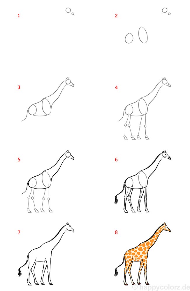 Giraffe malen - Schritt für Schritt