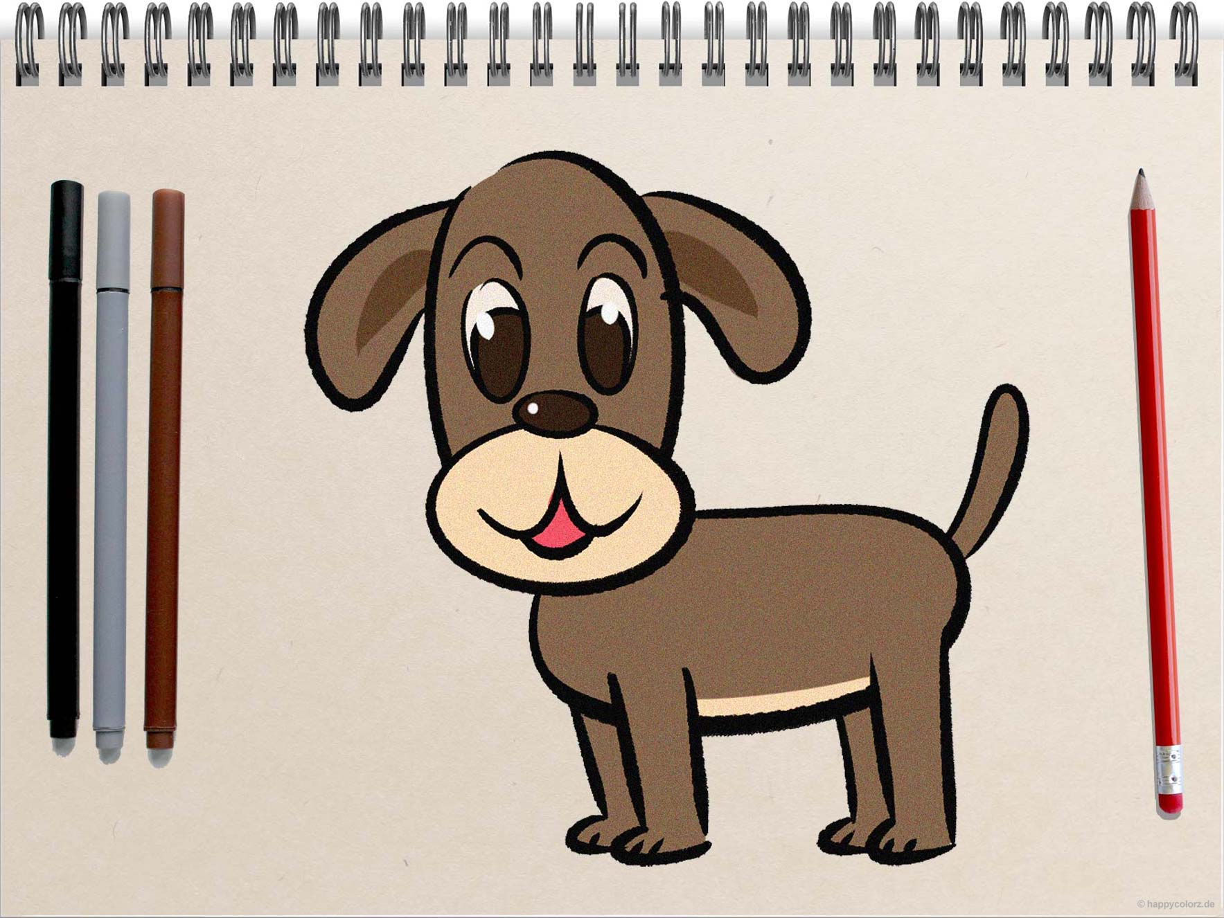 Hund zeichnen (einfach) - Schritt-für-Schritt Anleitung mit Vorlagen