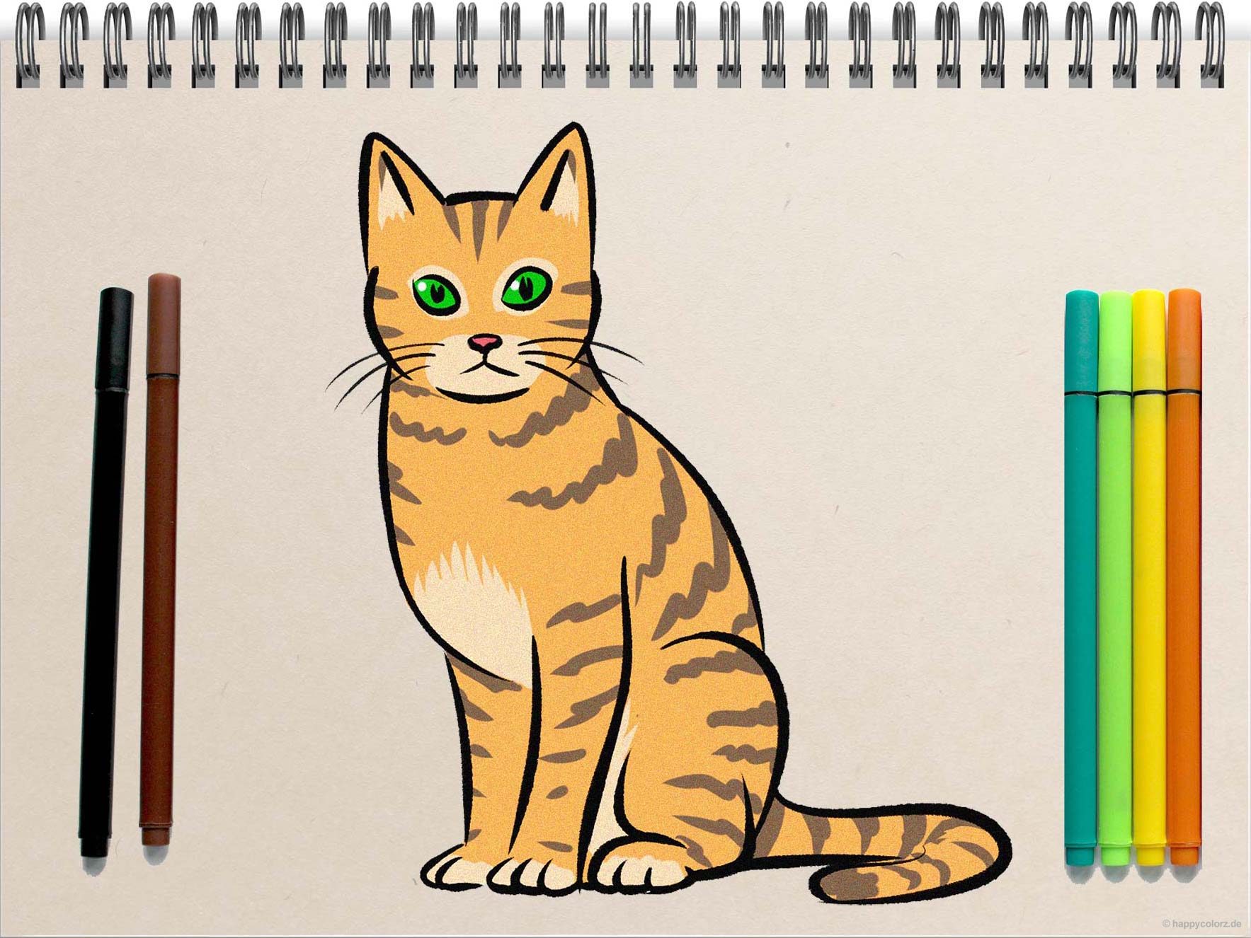 Katze malen - Schritt-für-Schritt Anleitung mit Vorlagen