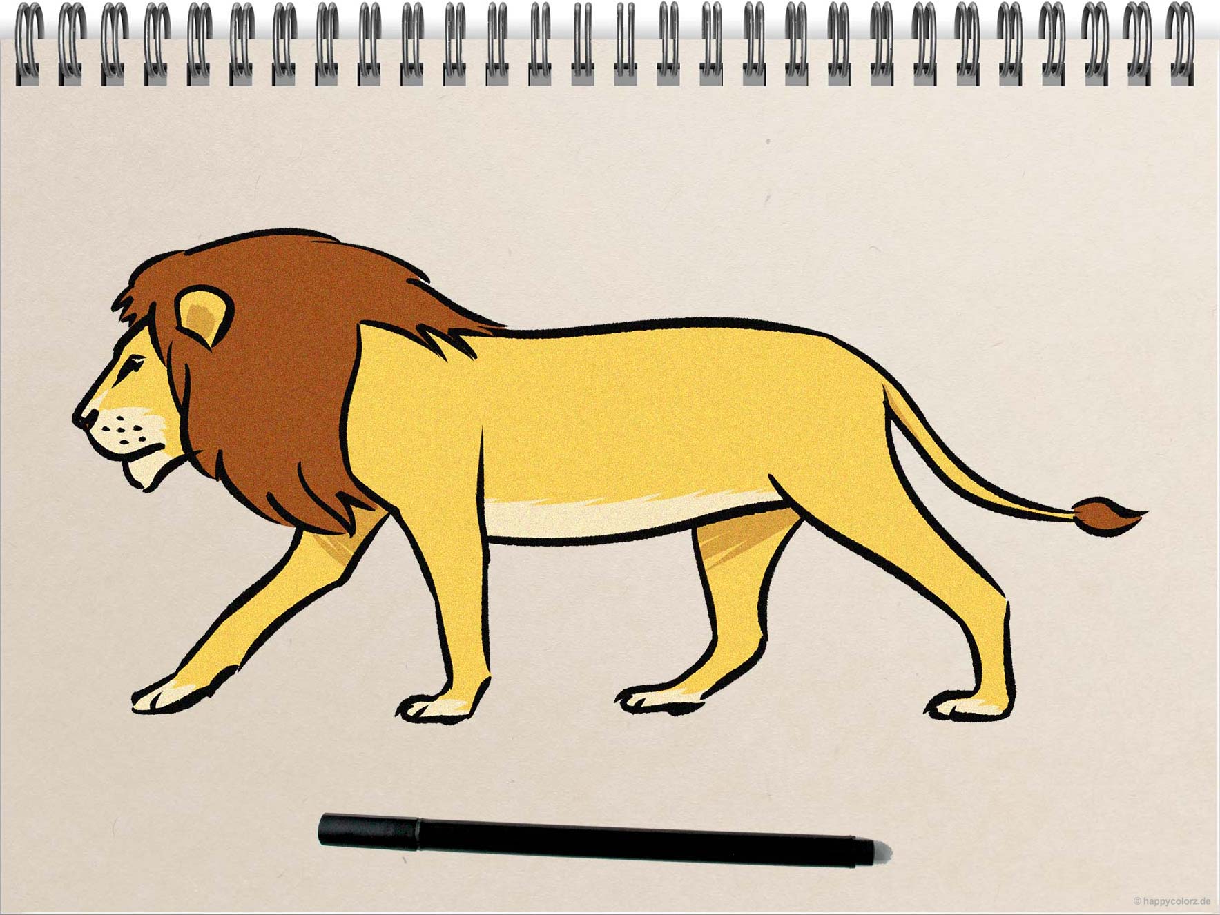 Löwe zeichnen - Schritt-für-Schritt Anleitung mit Vorlagen
