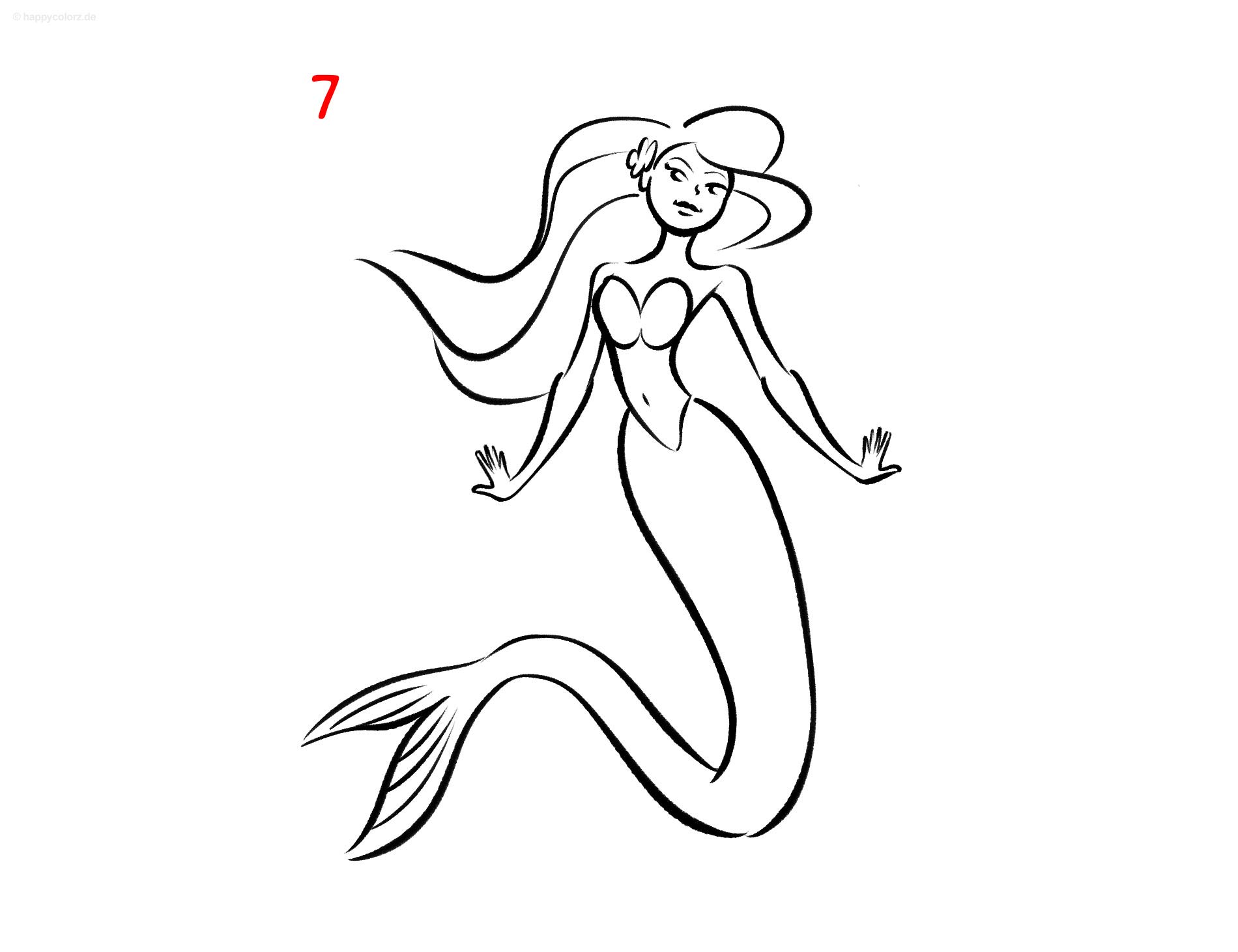 Meerjungfrau malen - Schritt für Schritt
