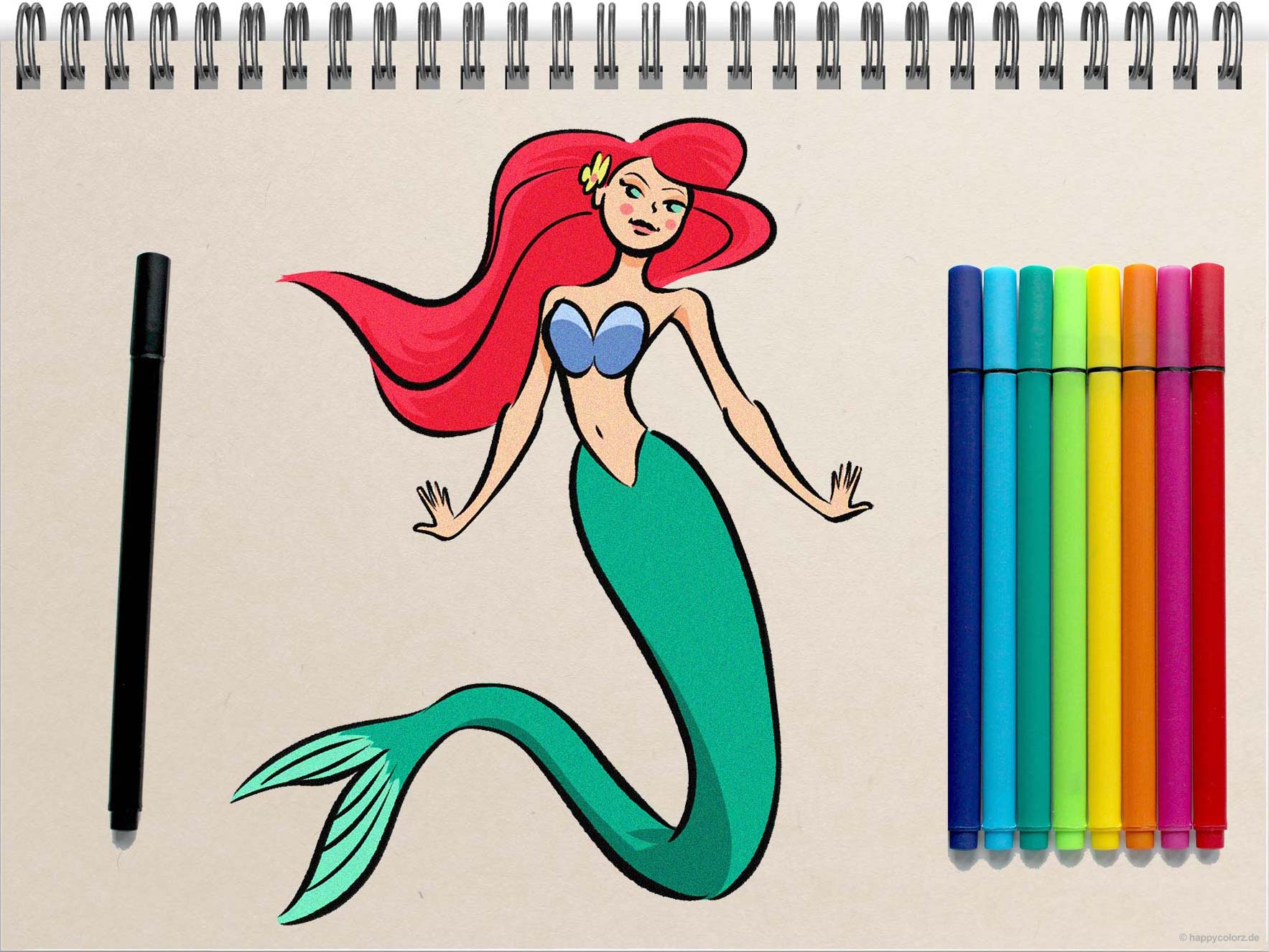 Meerjungfrau zeichnen - Schritt-für-Schritt Anleitung mit Vorlagen