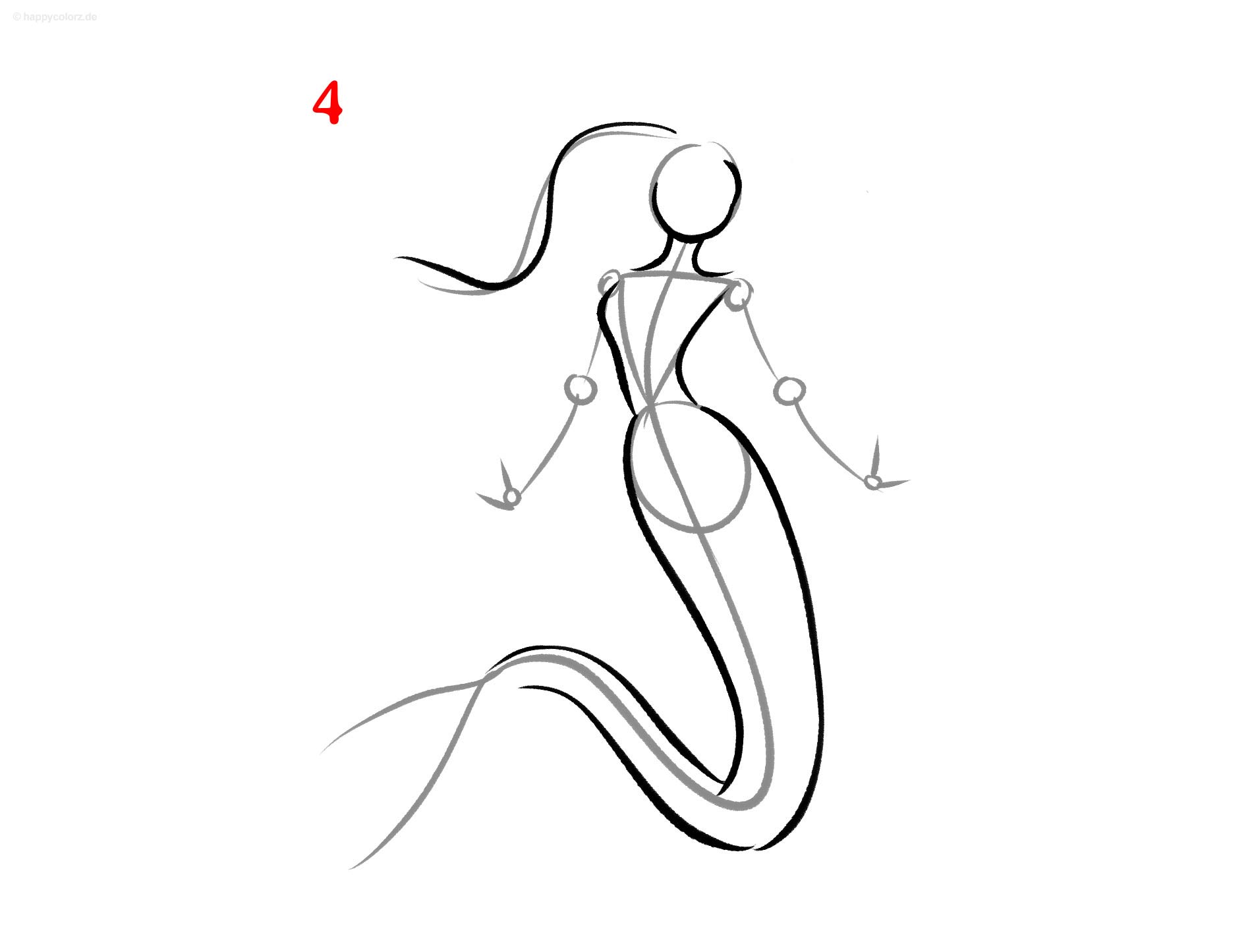 Meerjungfrau Zeichnung - Schritt für Schritt