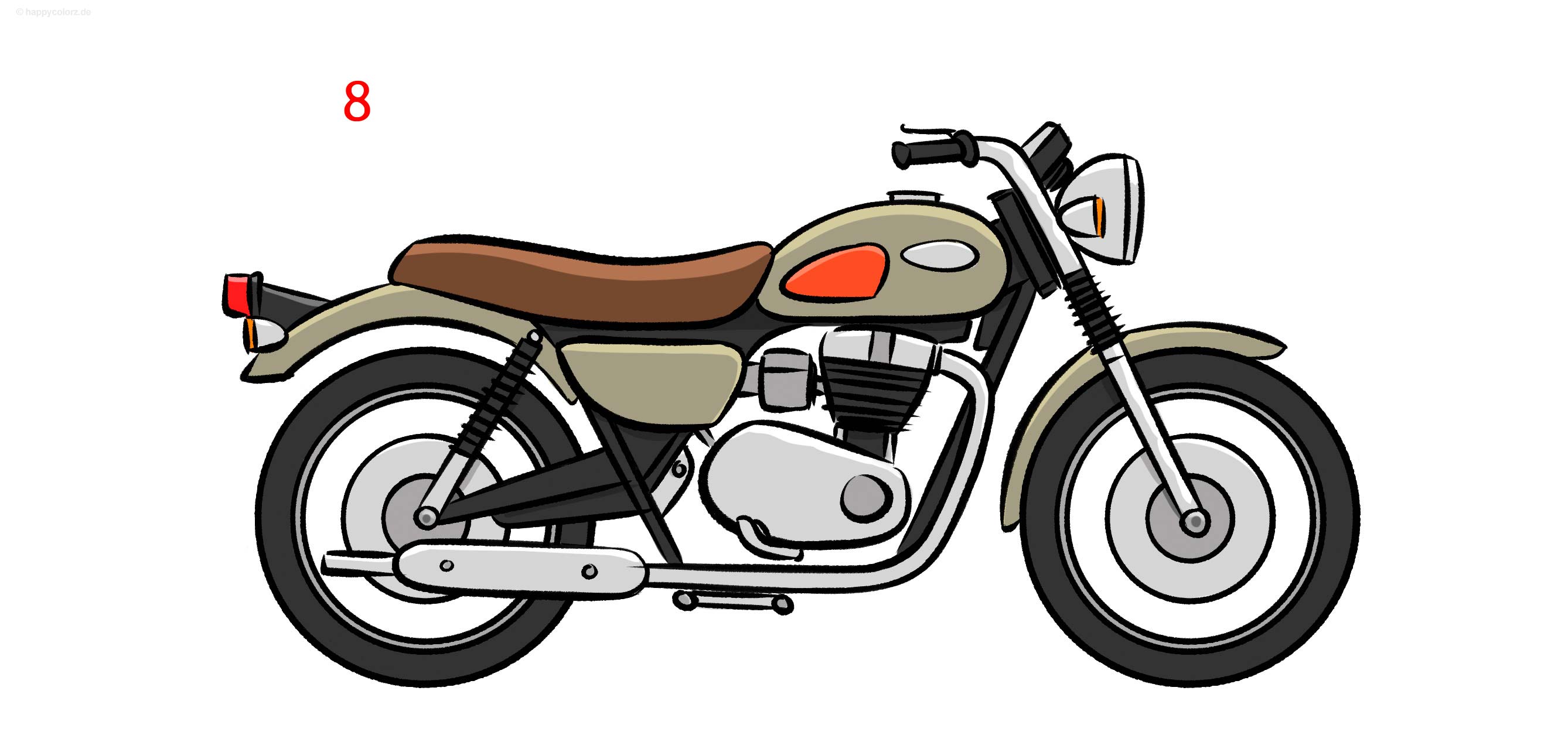 Motorrad zeichnen - Schritt für Schritt