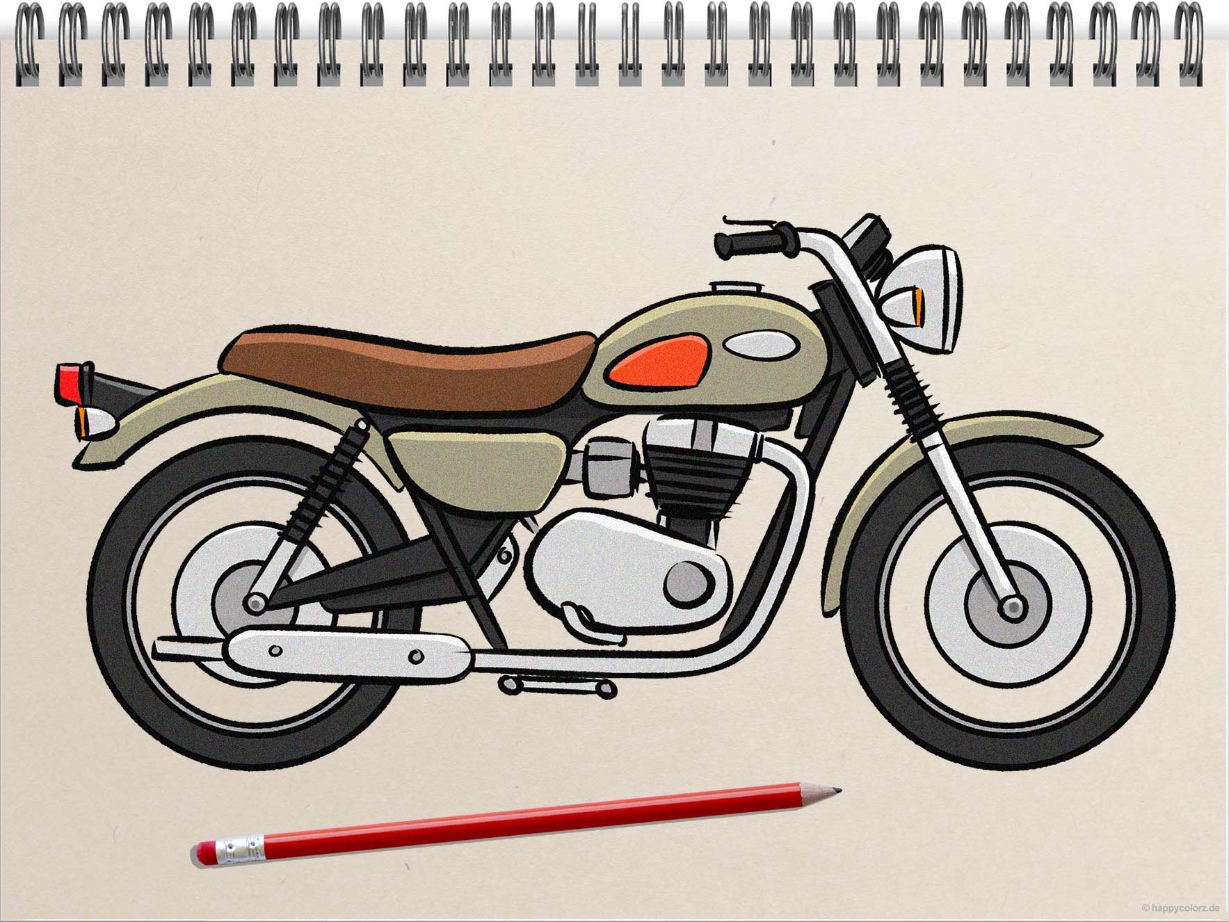 Motorrad zeichnen - Schritt-für-Schritt Anleitung mit Vorlagen