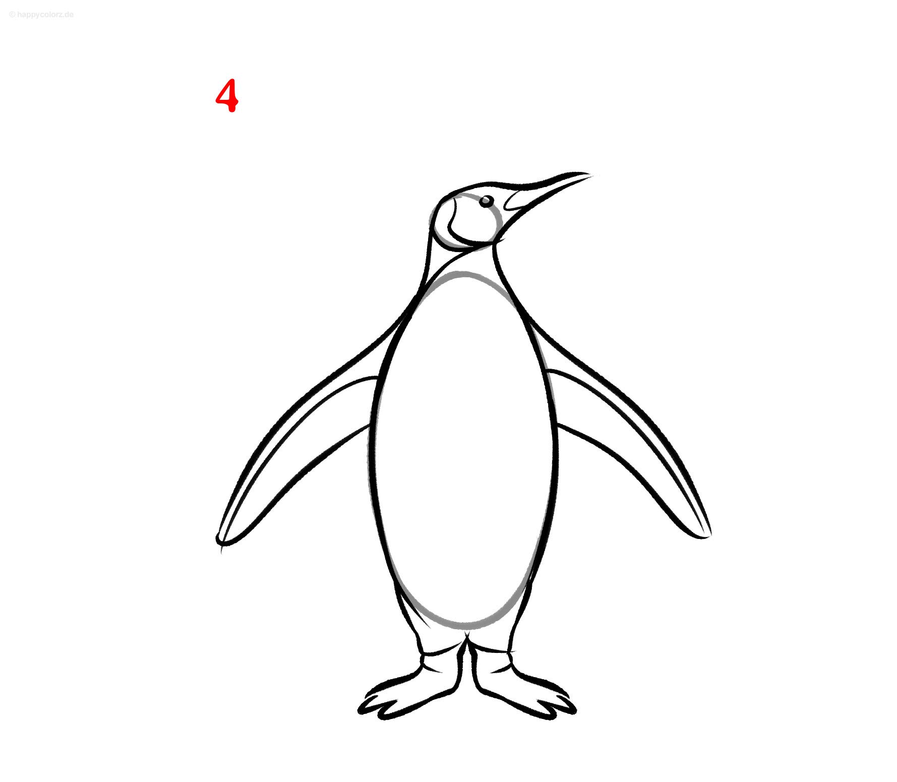 Pinguin Zeichnung - Schritt für Schritt