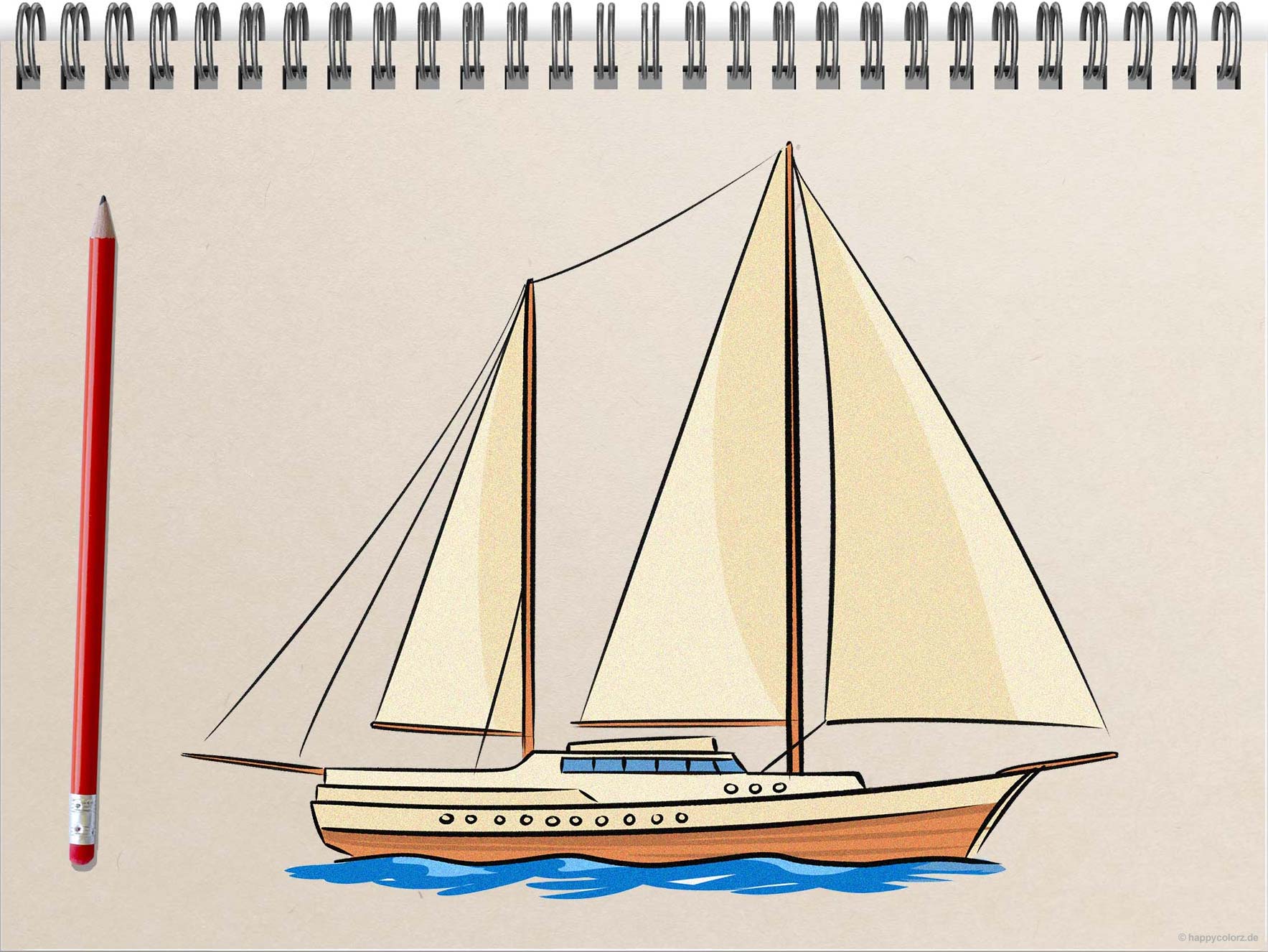 Schiff zeichnen - Schritt-für-Schritt Anleitung mit Vorlagen
