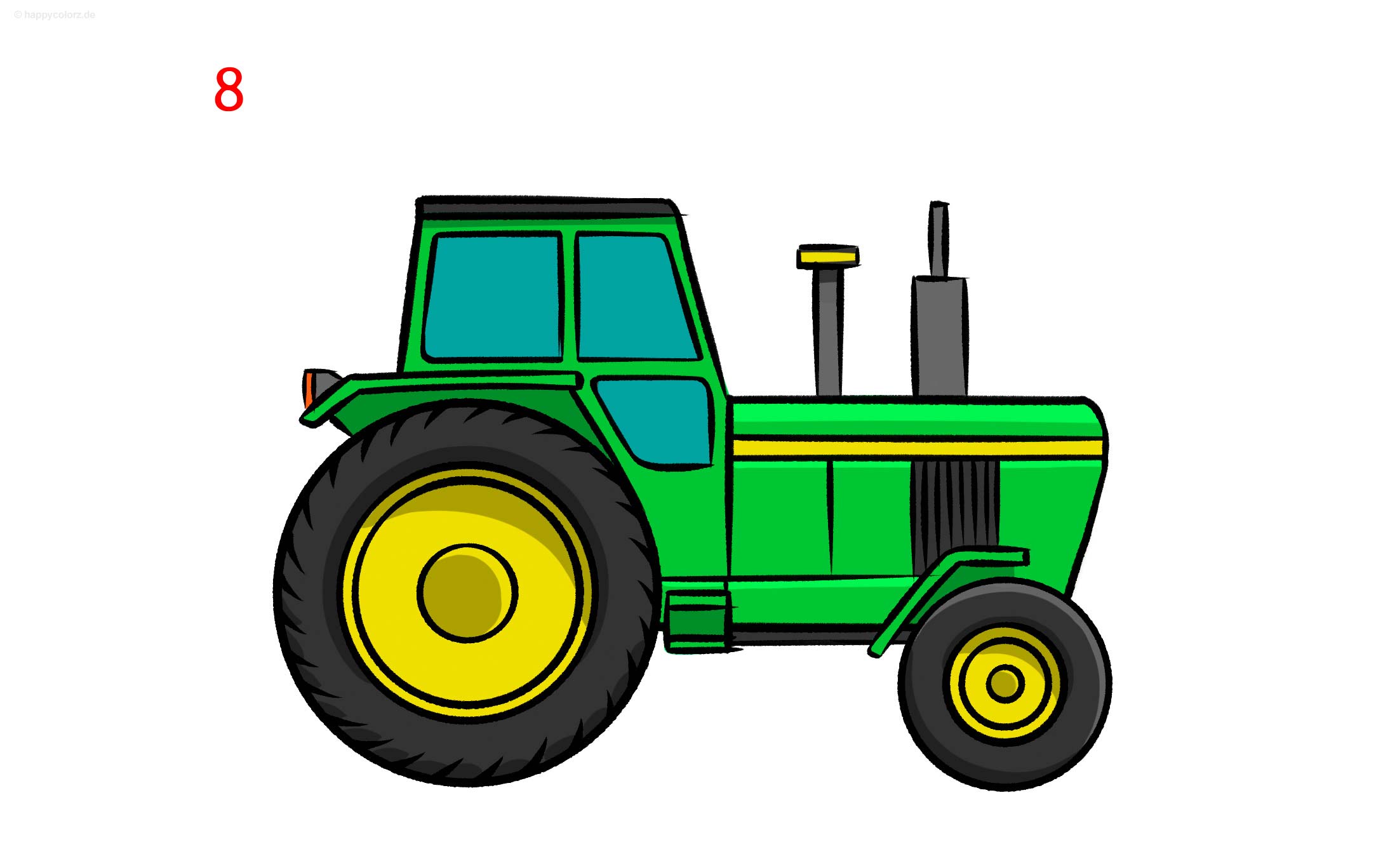 Traktor Malen Schritt f r Schritt Anleitung Mit Vorlagen Traktor 