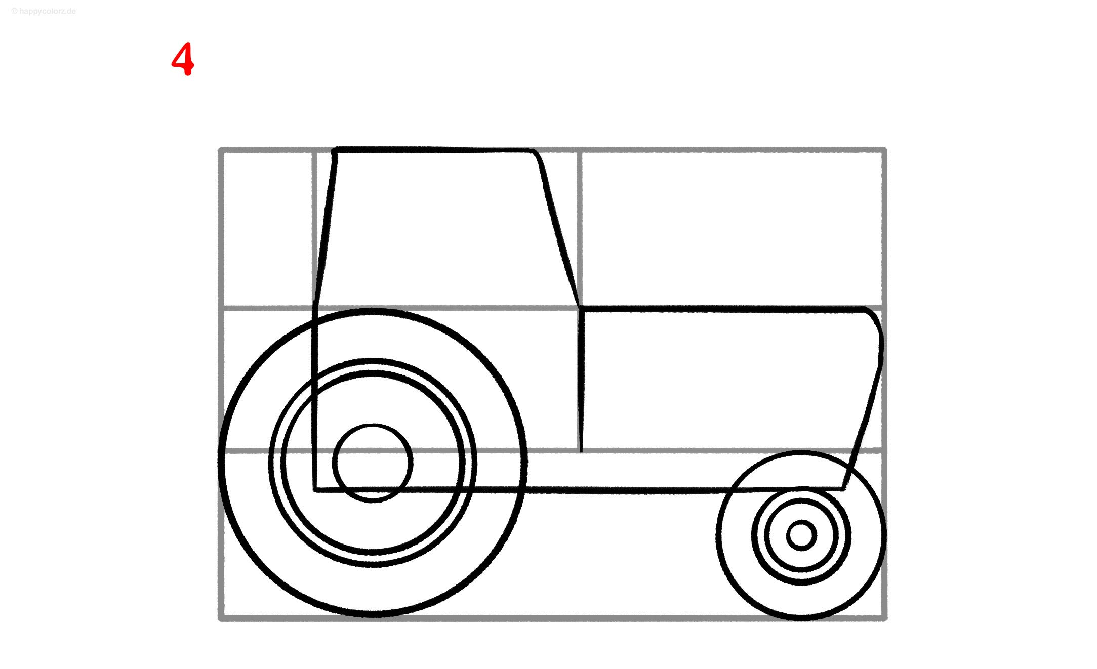 Traktor Zeichnung - Schritt für Schritt