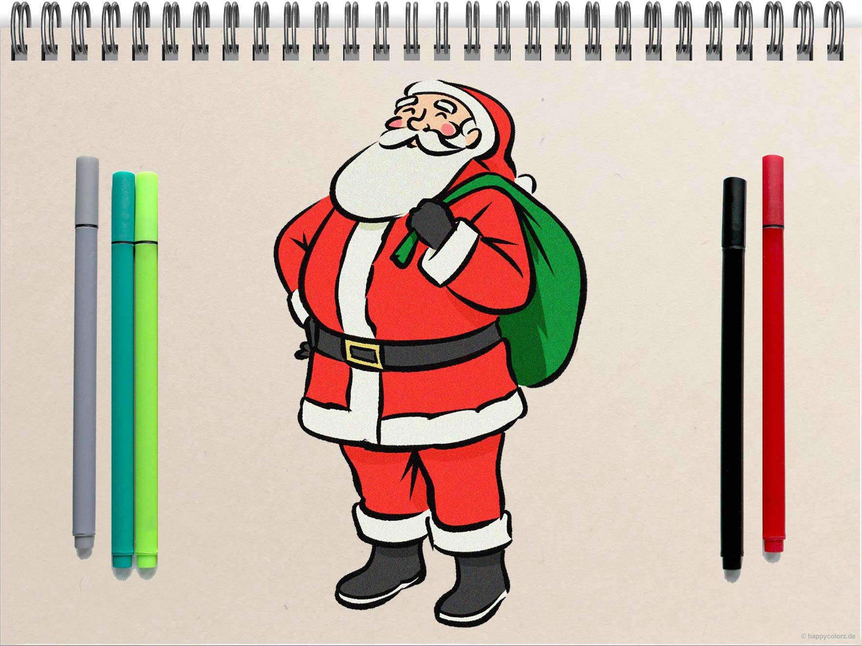 Weihnachtsmann zeichnen - Schritt für Schritt